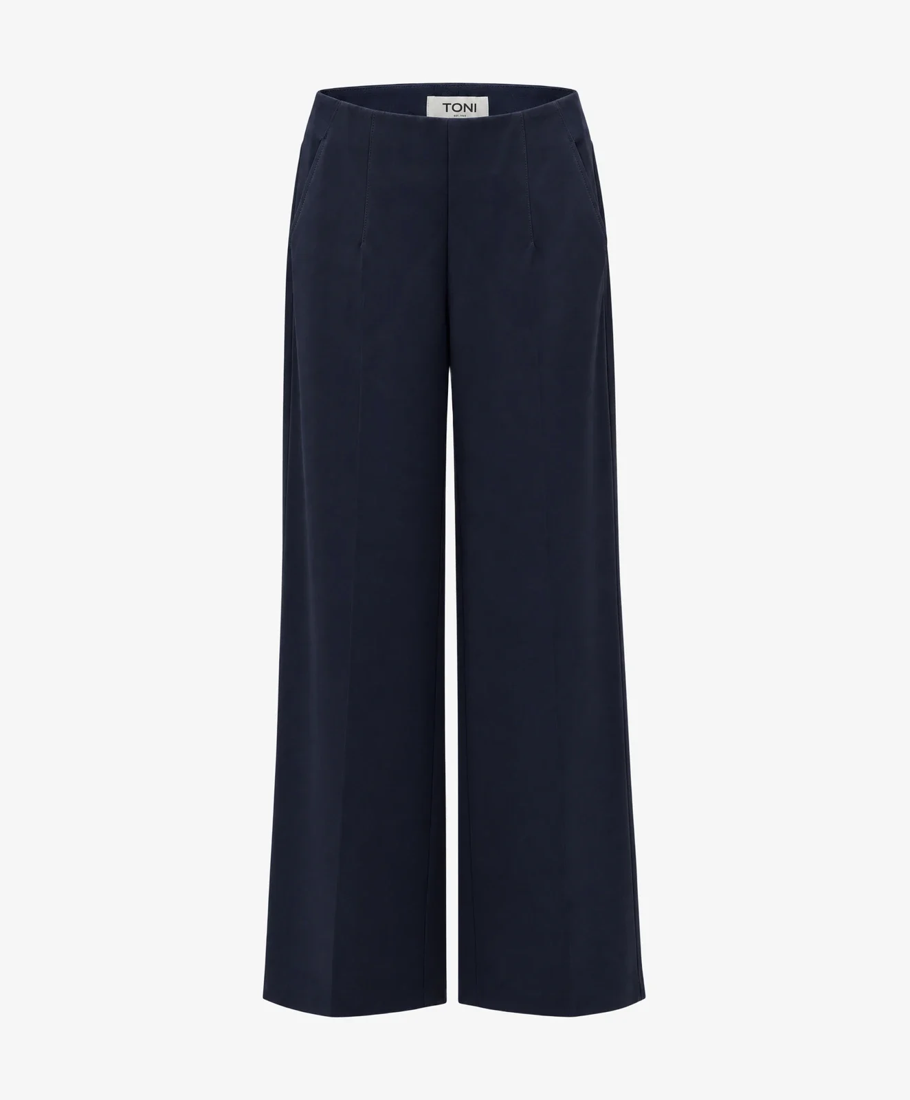 Dezelfde pantalon als strak packshot op een lichte achtergrond