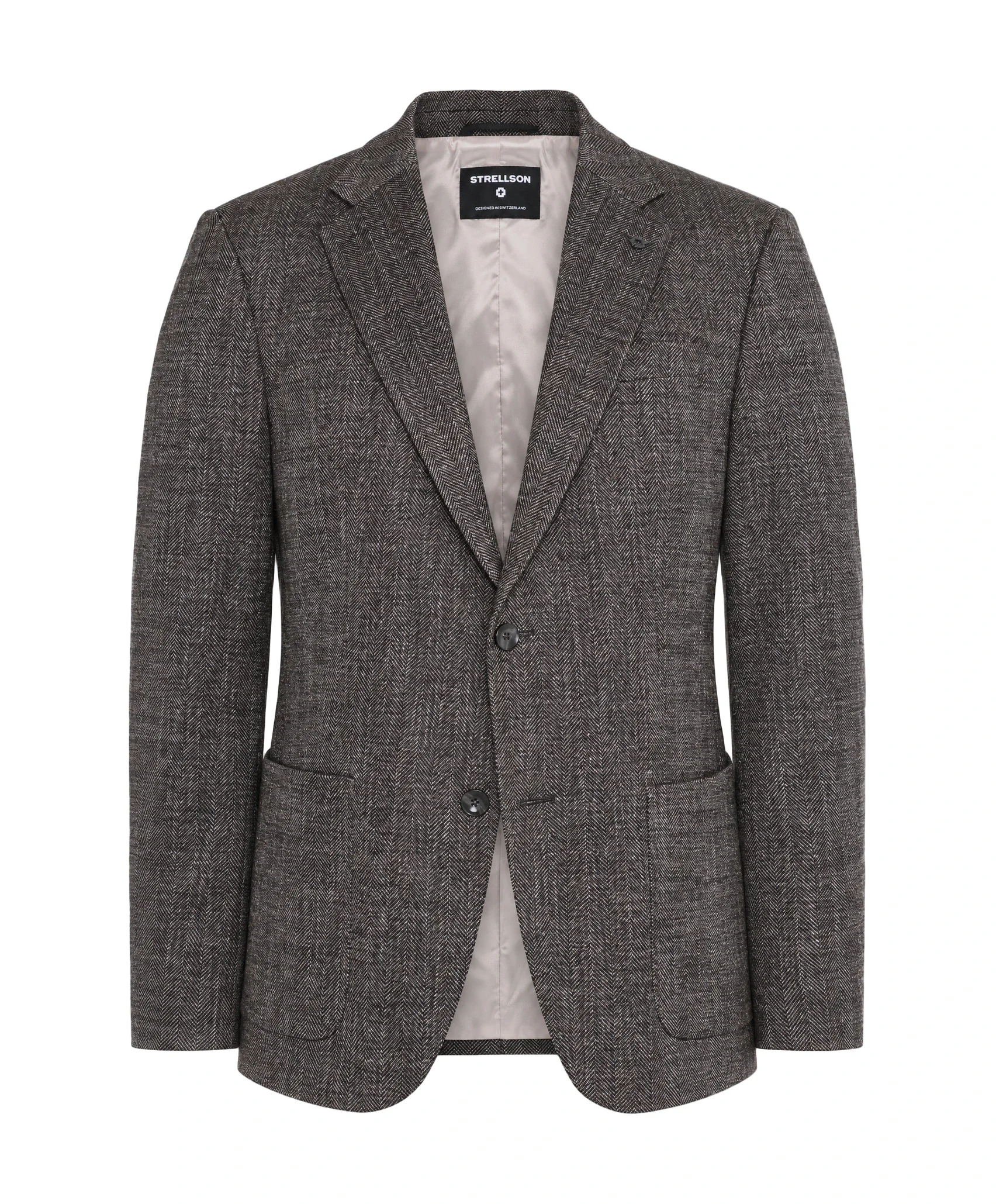 Hetzelfde tweed colbert als ghost-packshot met zichtbare voering