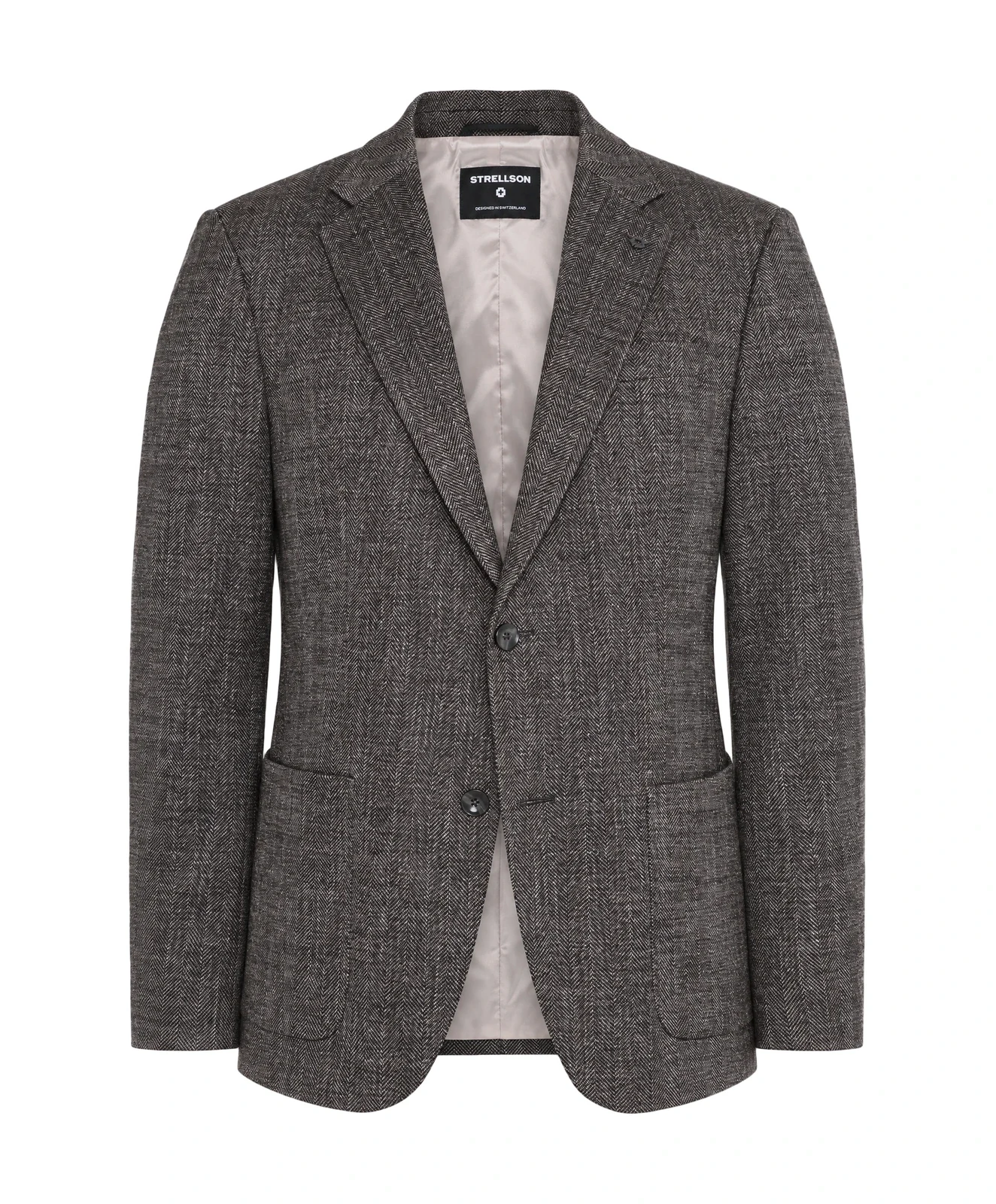 Hetzelfde tweed colbert als ghost-packshot met zichtbare voering